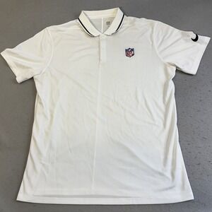 Nike NFL Dri-FIT White Polo Shirt Mens Large Short Sleeve Performance Tipped